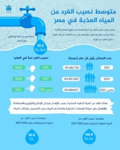 متوسط نصيب الفرد من المياه العذبة في مصر [رسوم معلوماتية]